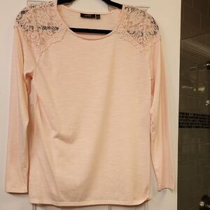 Apt. 9 Women's Blush Lace Shoulder Blouse